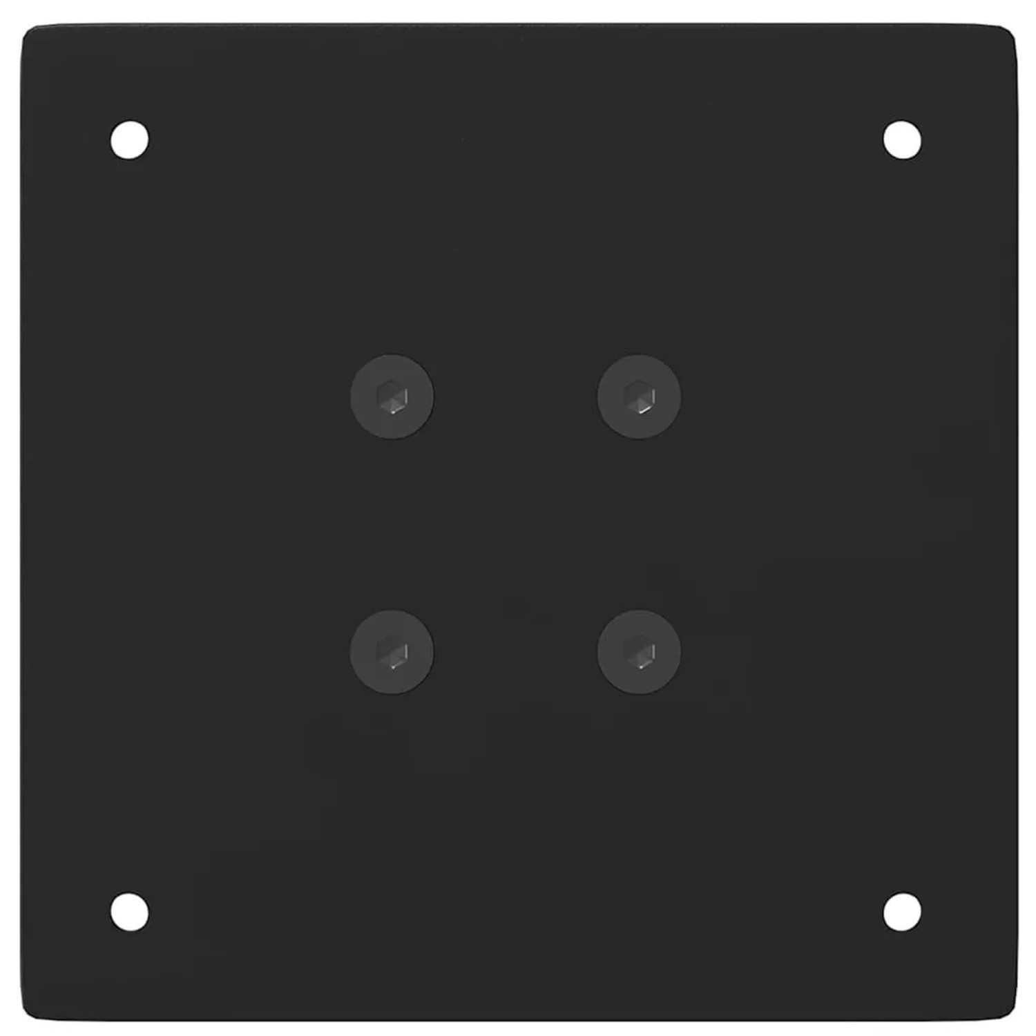 Detailaufnahme der Montageplatte eines schwarzen vidaXL Konsolentischbeins aus Stahl (4er Set).