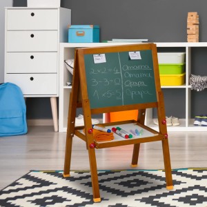 Relaxdays Kinderstandtafel Whiteboard Kiefernholz MDF Braun Weiß Grün Magnetisch Höhenverstellbar 77 x 39 x 44,5 cm 1,9 kg