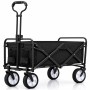 Faltbarer BigDean Bollerwagen in Schwarz, belastbar bis 100 kg, mit Netztaschen.
