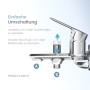 Detailaufnahme: Emke Wannenarmatur Chrom, Umschaltung zwischen Dusche und Wanne.