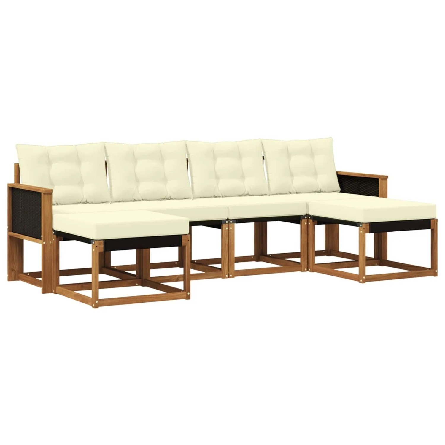 vidaXL Outdoor-Sofagarnitur mit Kissen 6 Stk Natur und Creme 3382118