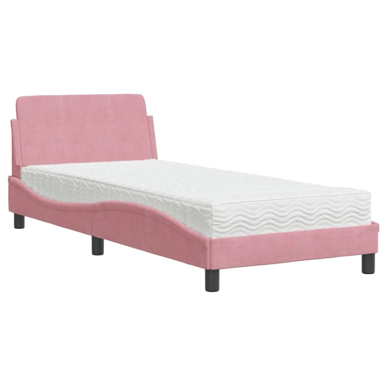 vidaXL Bett mit Matratze Dover Rosa 90x190 cm Samt 3208316
