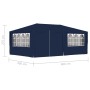 Blaues Partyzelt 4x6 m mit Seitenwänden und Fenstern. Ideal für Gartenpartys und als Sonnenschutz.