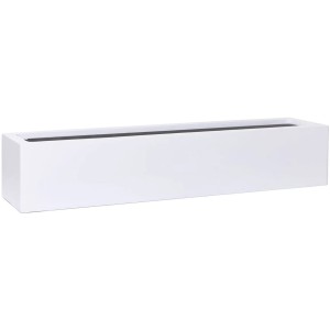 Weißer Vivanno Pflanzkasten Flobo, 80x17x15 cm, aus Fiberglas für Innen- und Außenbereich.