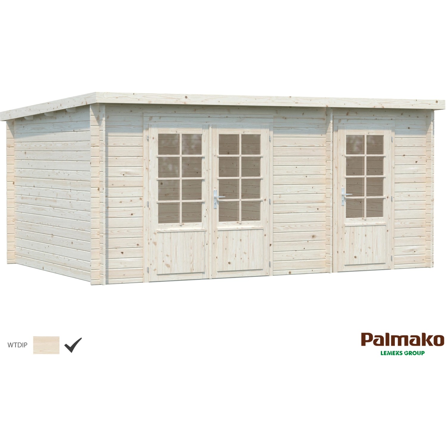 Palmako Ella Holz-Gartenhaus/Gerätehaus Klar Pultdach Tauchgrundiert 470 cm x 300 cm