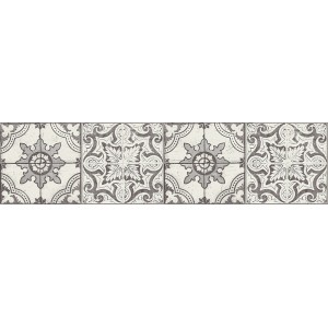 A.S. Création selbstklebende Borte Fliese in Schwarz-Weiß, 5m x 13cm, für Wand und Deko.