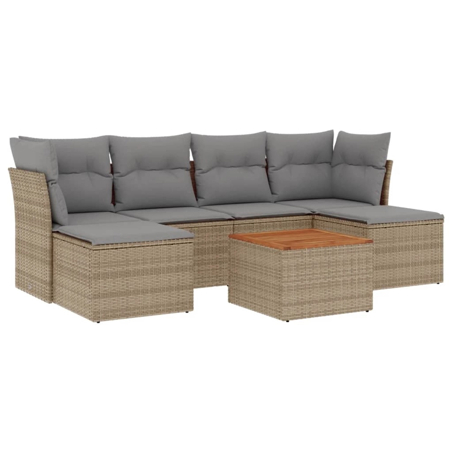 vidaXL 7-Tlg Garten-Sofagarnitur mit Kissen Beige Poly Rattan 3223770 günstig online kaufen