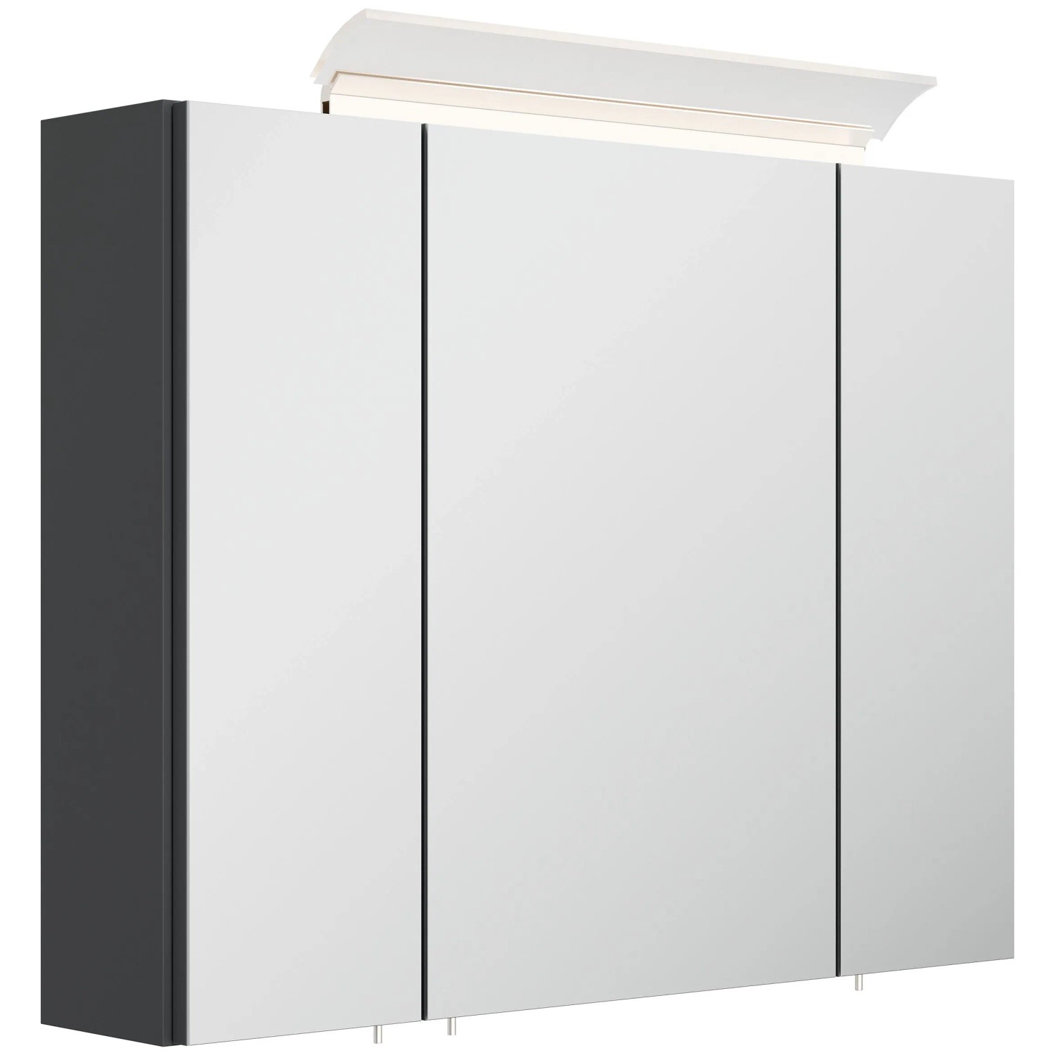 Posseik Spiegelschrank inkl. Design LED-Lampe u. Glasböden 80 cm Grafit