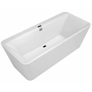 Freistehende, rechteckige Villeroy & Boch Badewanne Squaro Edge 12 Duo aus Quaryl in Weiß, 180x80 cm.