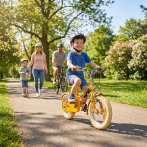 PROMETHEUS BIKES Kinderfahrrad 12 Zoll ab 3 Jahre Retro Look mit Felgenbremse & Ständer Gelb