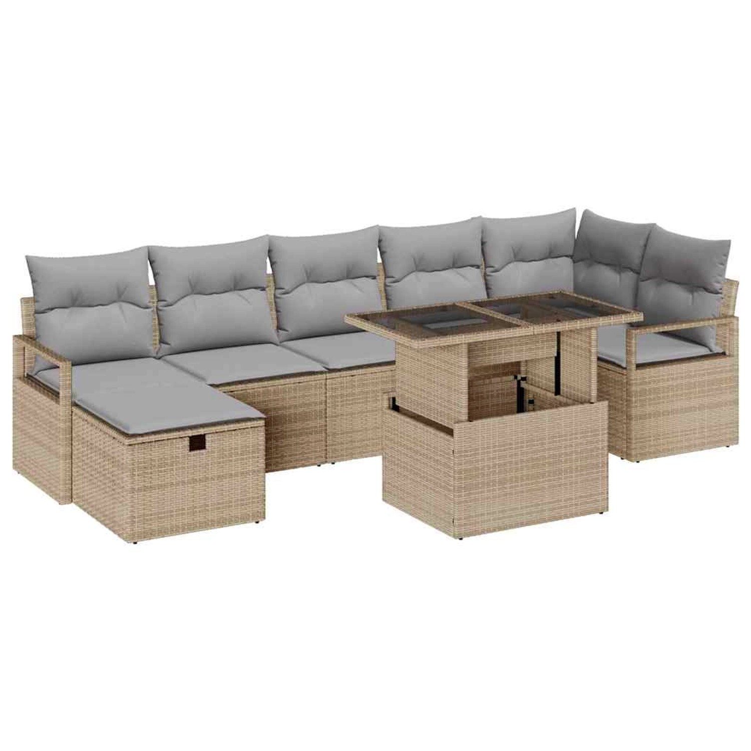 vidaXL 8-Teiliges Garten Sofa Set mit Kissen Beige Poly Rattan 3361139 günstig online kaufen