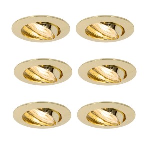 Set aus 6 messingfarbenen QAZQA Einbaustrahlern Edu GU10, 35mm für Lampen & Leuchten.