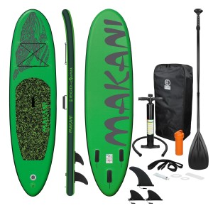 Grünes ECD Germany Stand Up Paddle Board Makani 320 mit Zubehör Set.