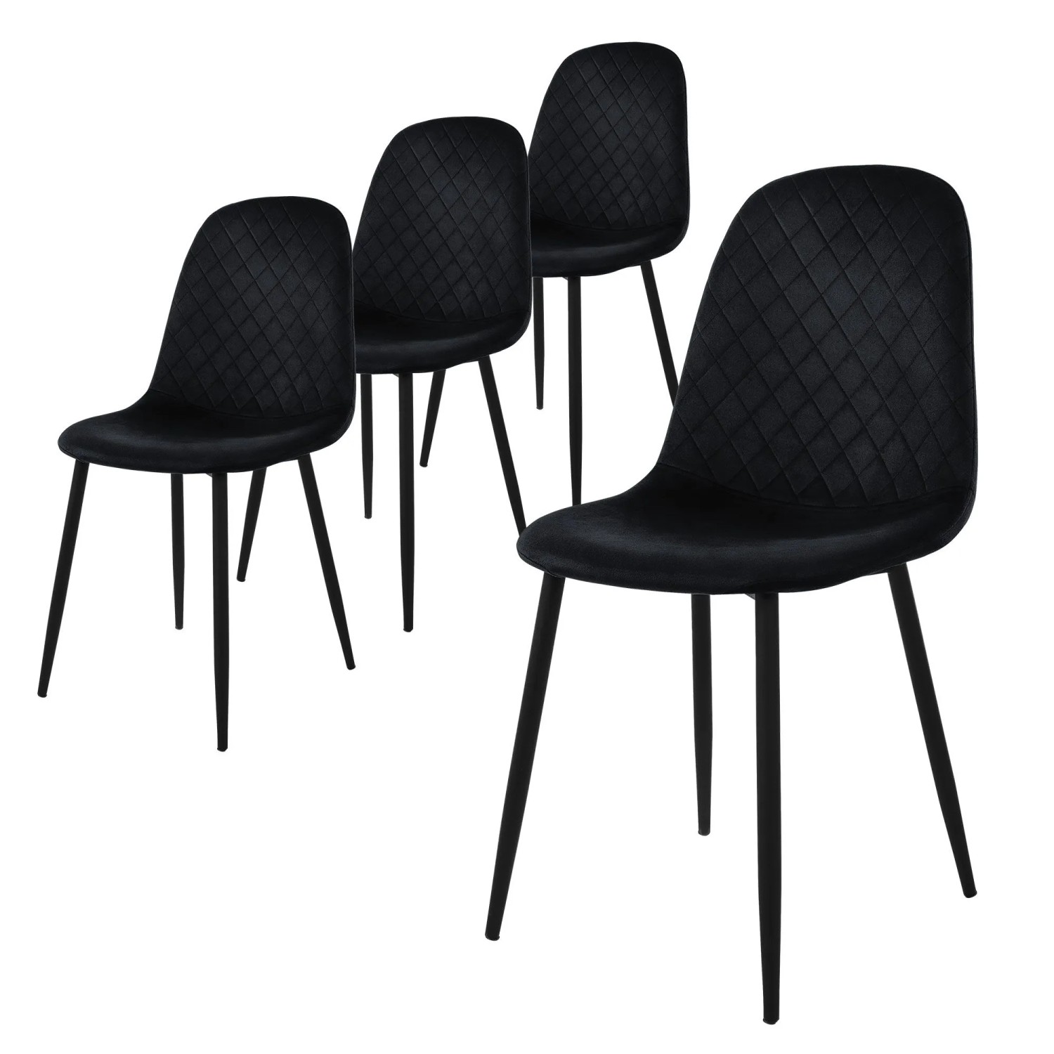 ML-Design Esszimmerstühle 4er Set Schwarz Samtbezug Metallbeine