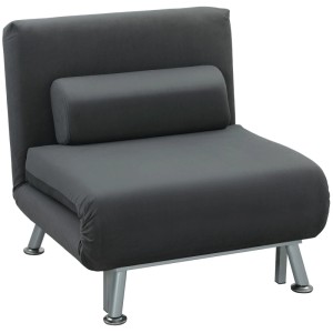 Dunkelgrauer HOMCOM Schlafsessel mit Klappfunktion und Rückenkissen. Moderner Loungesessel mit Metallfüßen.