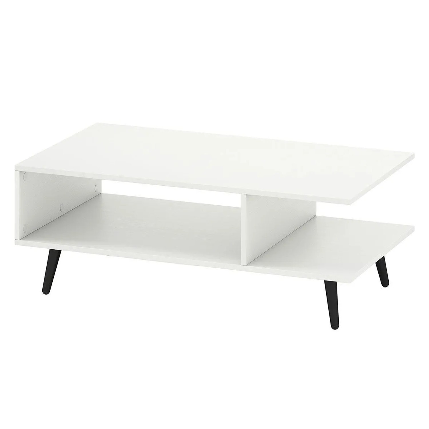 Costway Couchtisch mit Stauraum 2-Stufiger Wohnzimmertisch Weiß