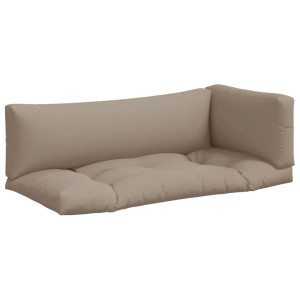 Taupe Palettenkissen-Set aus Stoff: Bequemes Sitz-, Rücken- und Seitenkissen aus Polyester für Gartenmöbel.