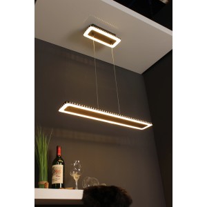 Goldene LED-Pendelleuchte Solaris von Luce Design, 70 cm, modernes Design für Esszimmer und Wohnbereich.