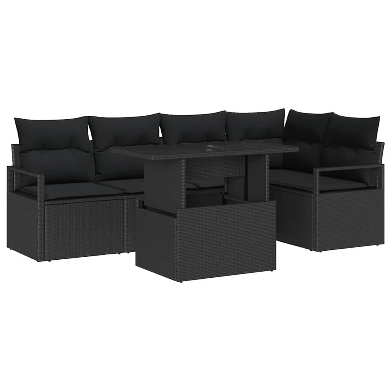 vidaXL Garten-Sofa-Set mit Speicher 6-Tlg Schwarz Poly Rattan 3357566 günstig online kaufen
