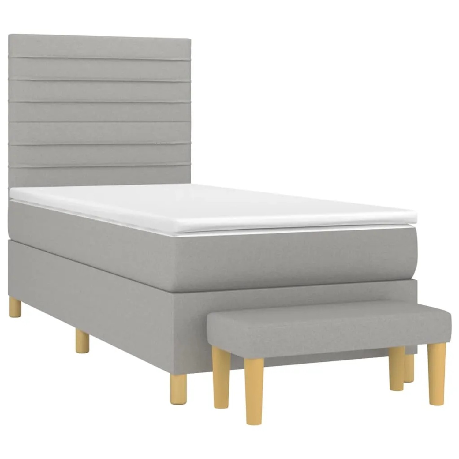 Hellgraues vidaXL Boxspringbett 80x200 cm mit Matratze und Bank.