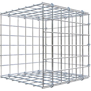 Gabiona Anbaukorb Typ 2, 30x30x30 cm, Maschenweite 5x5 cm, aus galvanisiertem Draht.