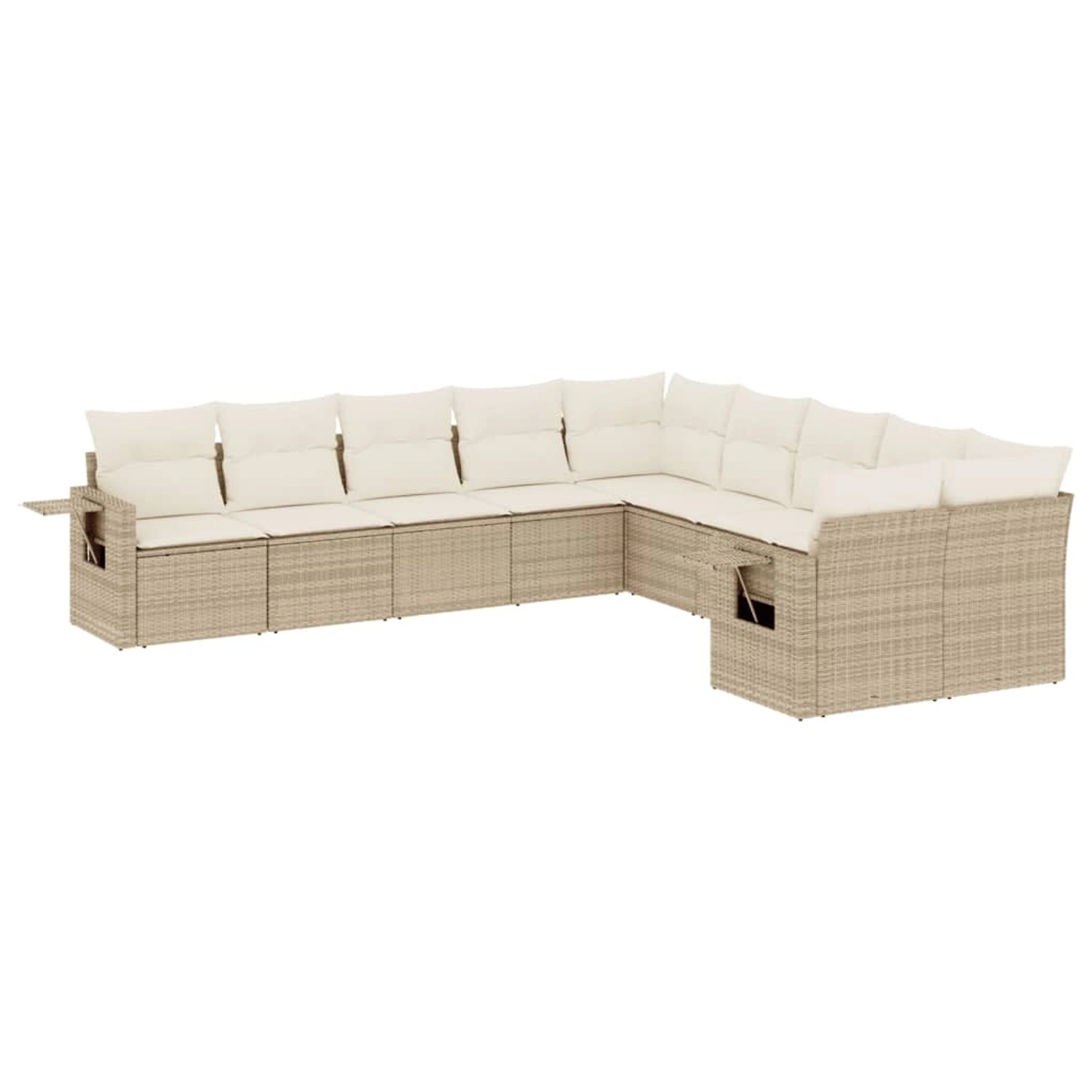 vidaXL 10-Tlg Garten-Sofagarnitur mit Kissen Beige Poly Rattan 3220707 günstig online kaufen