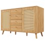 Merax Sideboard 140x40x86cm Rattan Optik Eiche
