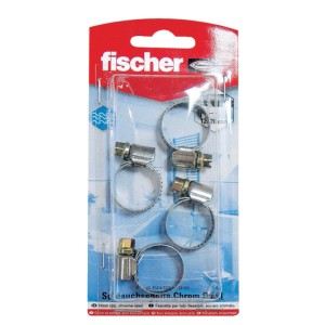 Fischer Schlauchschellen SGS 12-20 W2, 4er-Set aus Chromstahl für Schlauchverbinder.