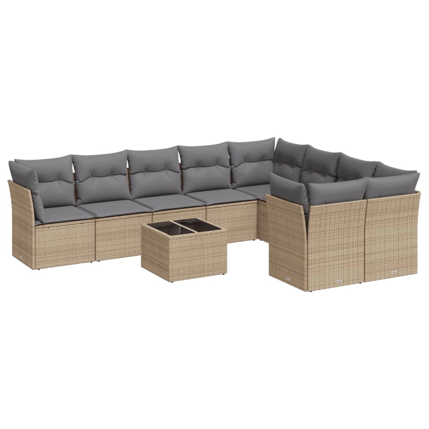 vidaXL 10-Tlg Garten-Sofagarnitur mit Kissen Beige Poly Rattan 3218179 günstig online kaufen