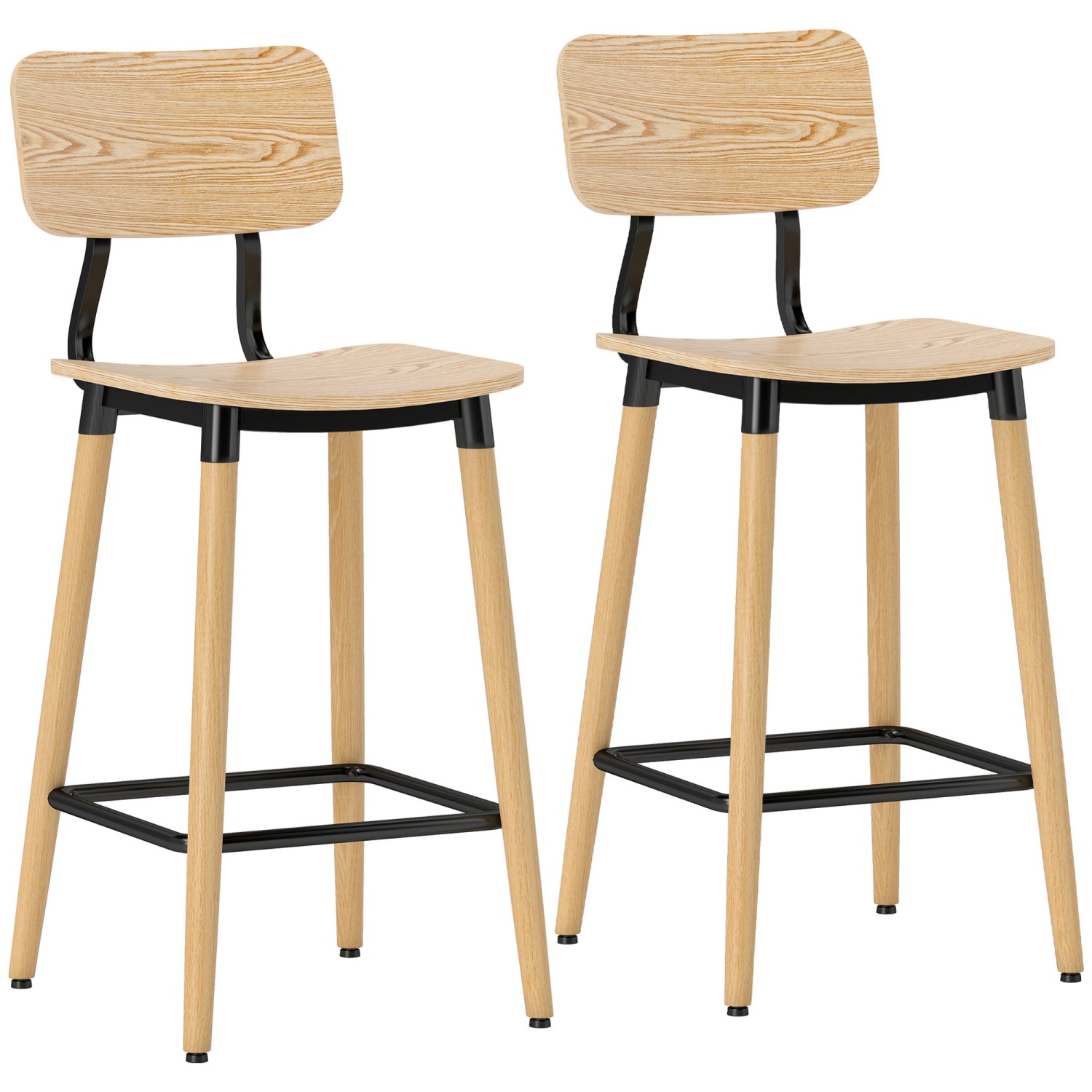 HOMCOM Barhocker 2er Set Barstuhl für Küche Wohnzimmer Esszimmer günstig online kaufen