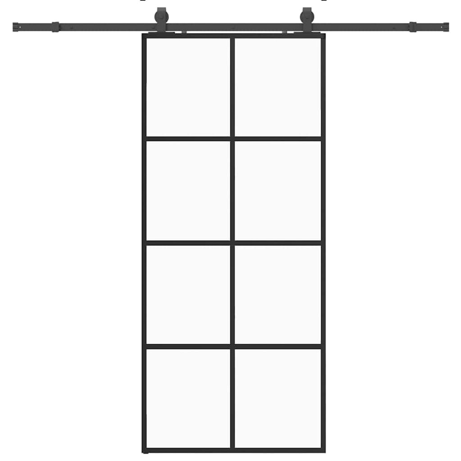 vidaXL Schiebetür mit Beschlag Schwarz 90x205 cm ESG-Glas 3375944 günstig online kaufen