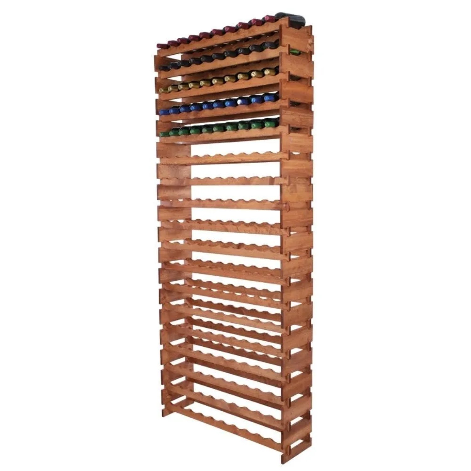 PROREGAL Weinregal VINOTECA FLEX PRO HxBxT 247x103x28cm 180 Flaschen Auf 18 Ebenen Massives Kiefernholz Braun Geölt