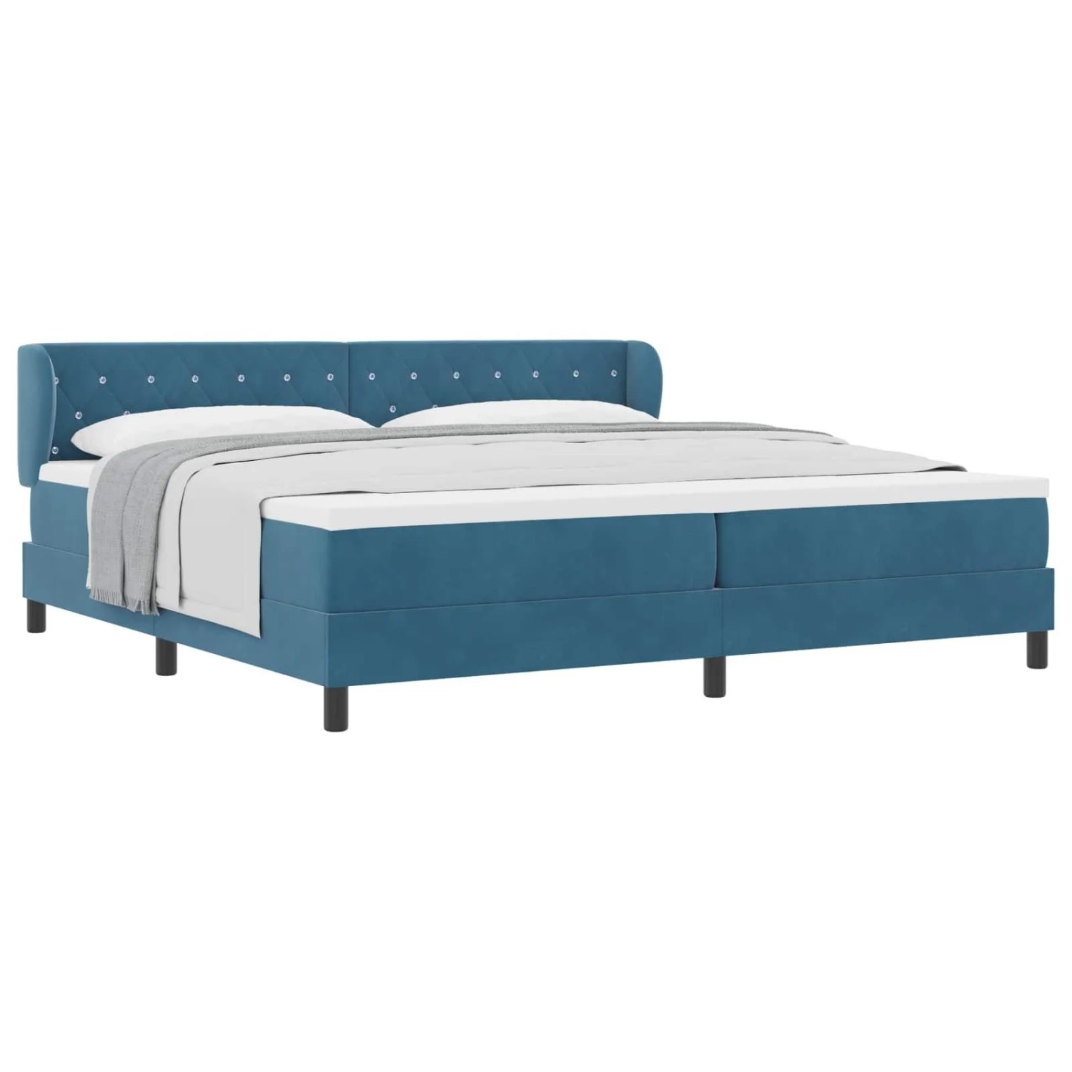 vidaXL Boxspringbett mit Matratze Dunkelblau 200 x 200 cm Samt 3340356