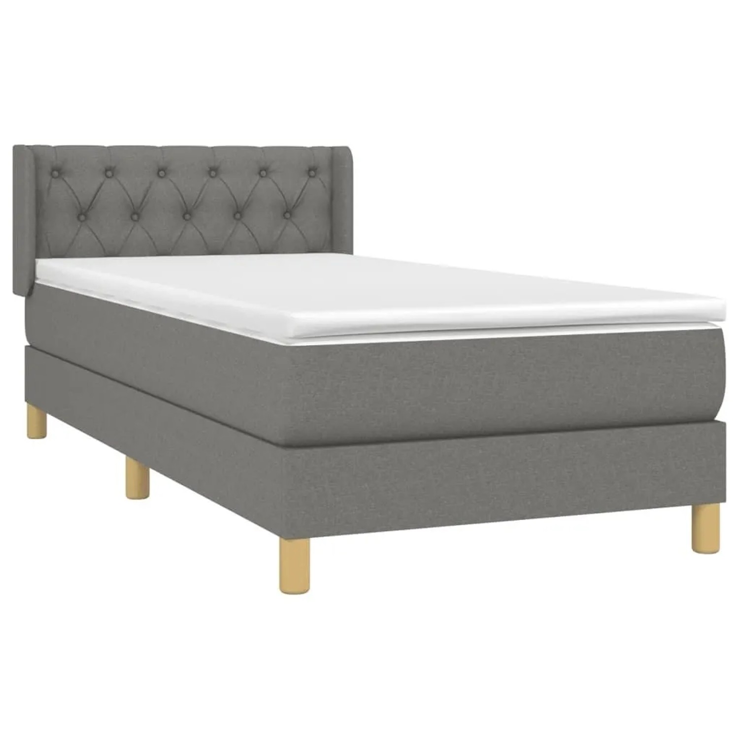vidaXL Boxspringbett mit Matratze Dunkelgrau 80x200 cm Stoff 3130466