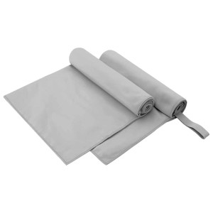 vidaXL Sporthandtücher 2 Stk Grau 100 x 50 cm Polyester und Polyamid 42011468