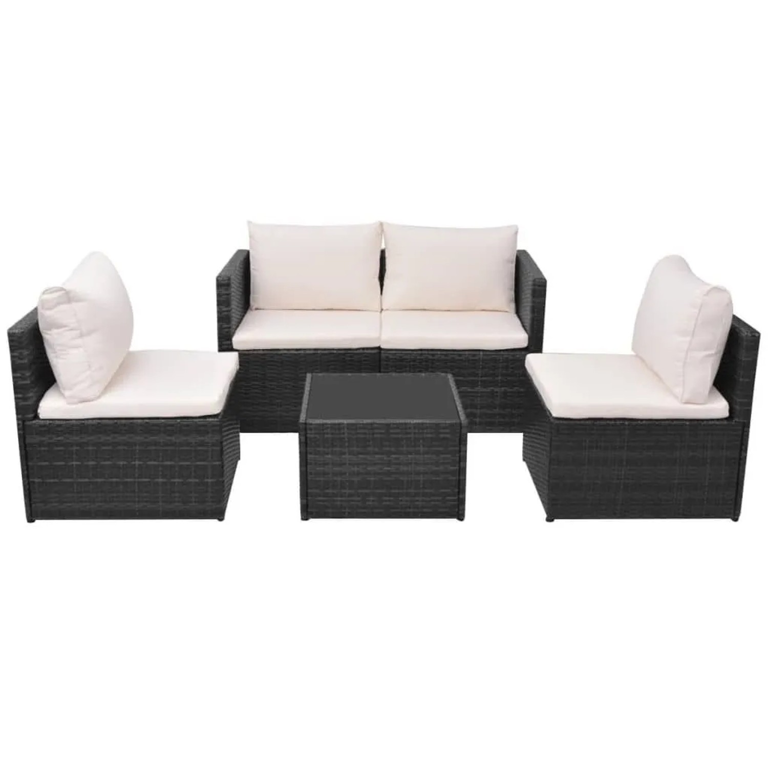 Furnicato 5-tlg Garten-lounge-set Mit Auflagen Poly Rattan Schwarz