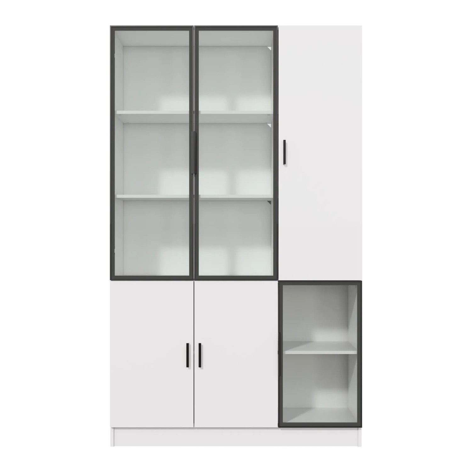 ModernLuxe Vitrine Modern mit 3 Glastüren Led Beleuchtung MDF Glas Weiß