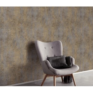 Erismann Vliestapete Elle Decoration 4 Shiny Concrete Taupe Hell mit Schwammoptik.