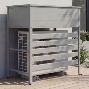 Graue Aluminium Verkleidung für Klimaanlage/Wärmetauscher mit Stauraum, 110x96x43cm.