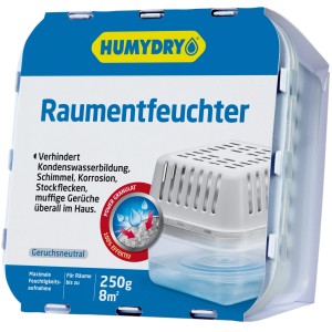 Humydry Compact Raumentfeuchter Neutral 250g gegen Feuchtigkeit und Schimmel für Räume bis 8m².
