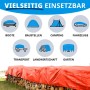 Orangefarbene Karat Abdeckplane 1,5x6m schützt Holz vor Nässe. Wasserdichte Schutzplane mit Ösen.