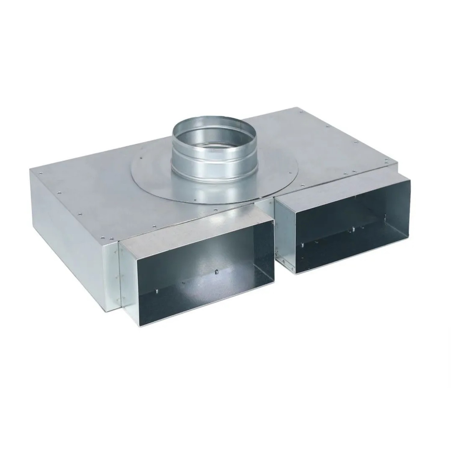 Subtiel Flachkanal Verteiler 200 x 90 mm Zwei Eingänge Ein Ausgang Ø 125 mm
