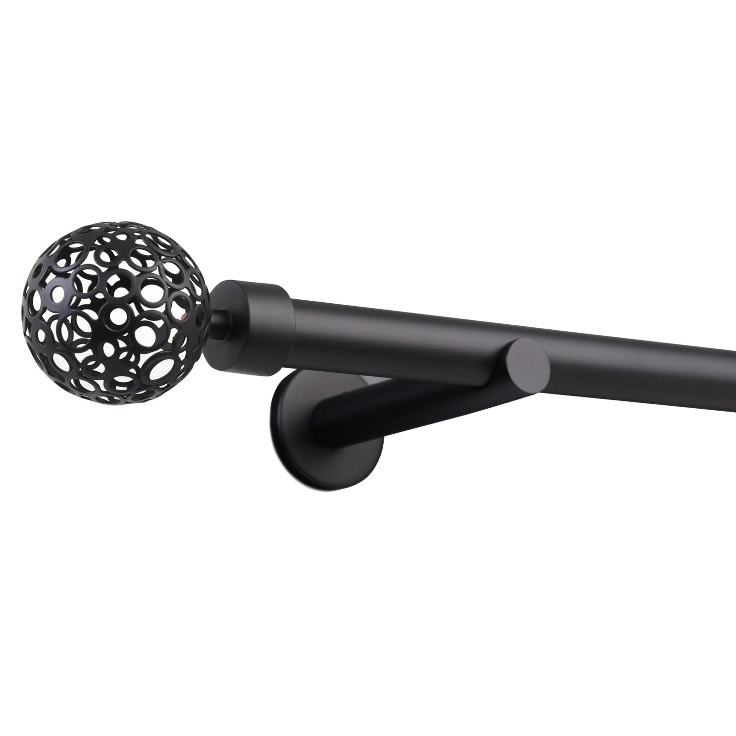 Deco-Raum Gardinenstange nach Maß 1-Lauf Kugel Ø 25 Schwarz 350cm günstig online kaufen