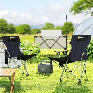 Outsunny Campingstuhl Metall Oxfordstoff Schwarz 82L x 100B x 88H cm