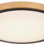 Runde LED-Deckenleuchte Bruno mit Holzrahmen und schwarzem Rand.