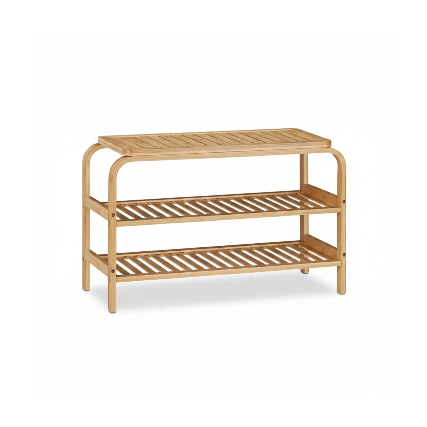 Relaxdays Schuhbank Bambus Natur 2 Ablagen 45 cm x 70 cm x 30 cm 3,6 kg