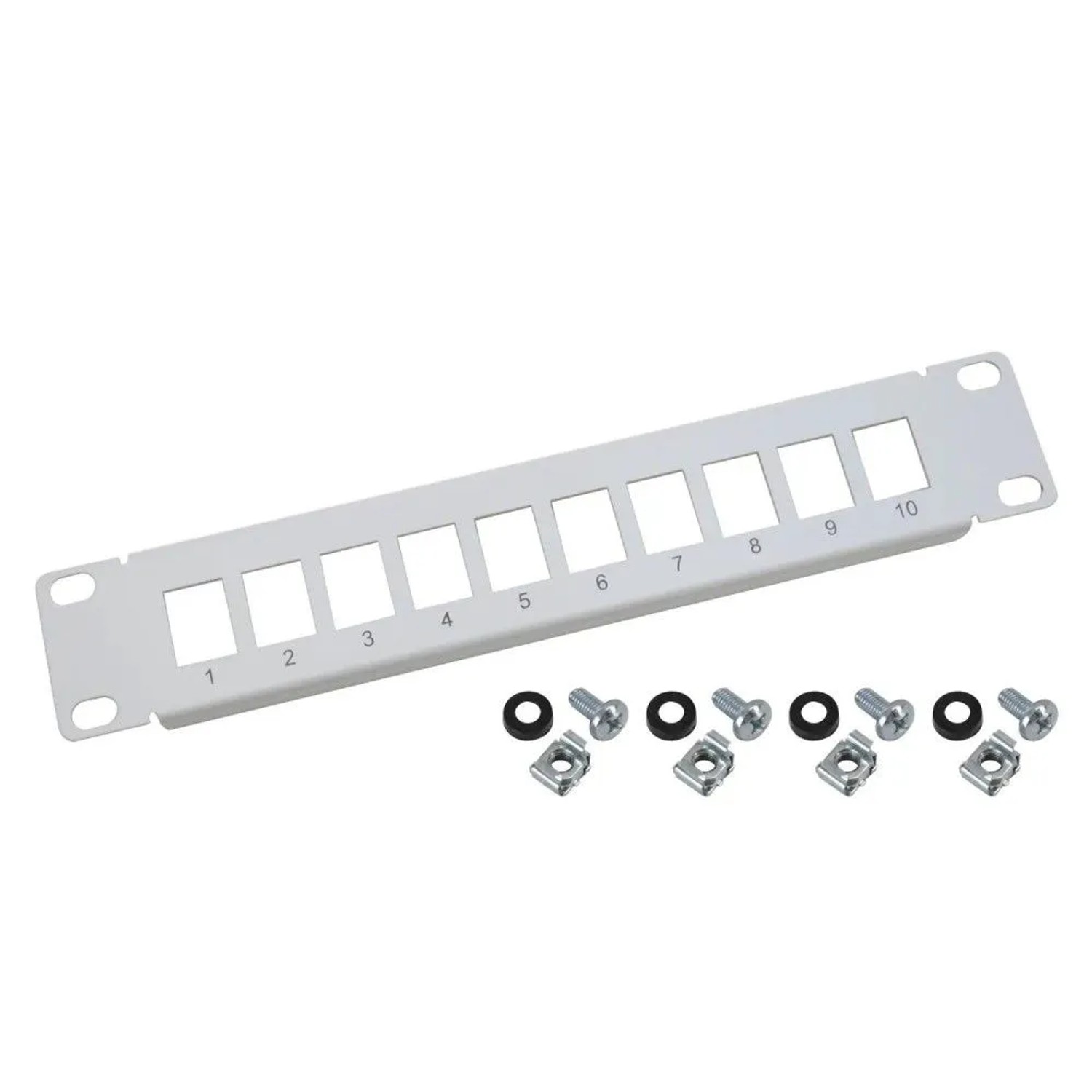 HMF 63345 UTP Keystone-Patchpanel für Serverschrank 10 Ports RJ45 10 Zoll 1 HE Lichtgrau