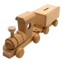 Dekohelden24 Dekorative Fahrbare Holz Spardose Sparbüchse Lokomotive Eisenbahnspardose mit Wagon aus Buchenholz zum Gestalten L/B/H 36 x 8 x 12 cm_2