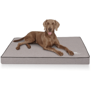 Graue Knuffelwuff Hundematte Nantucket, orthopädisch, mit Hund. Ideal als Hundekissen & Hundedecke.
