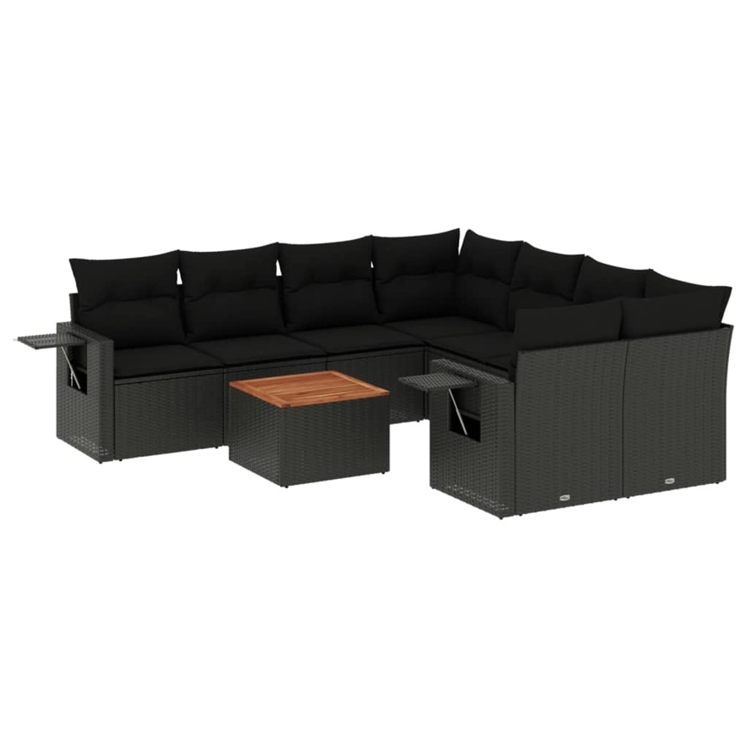 vidaXL 9-Tlg Garten-Sofagarnitur mit Kissen Schwarz Poly Rattan 3256818 günstig online kaufen